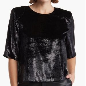 7 FOR ALL MANKIND High Shine Metallic Velour Top Size XS